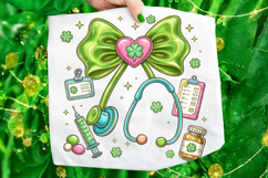 St Patricks Day Stethoscope Coquette Bow Nurse PNG Product Image 6