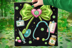 St Patricks Day Stethoscope Coquette Bow Nurse PNG Product Image 7