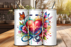 Stethoscope Tumbler Wrap PNG, Medical Sublimation Design Product Image 1