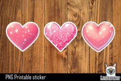 Heart Stickers PNG. Valentine's day glitter heart sticker. Product Image 1