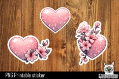 Heart Stickers PNG. Valentine's day glitter heart sticker. Product Image 1
