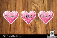 Heart Stickers PNG. Valentine&#039;s day glitter heart sticker. Product Image 1