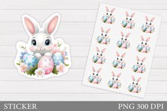 Easter Bunny Sticker Design. Cute Bunny Sticker Printable Product Image 1