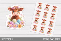 Easter Cow Sticker Design. Easter Sticker Printable Product Image 1