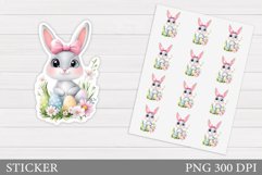 Easter Bunny Sticker Design. Cute Bunny Sticker Template Product Image 1