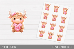 Yarn Cow Sticker Design. Valentines Sticker Printable Product Image 1