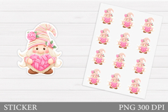 Yarn Gnome Sticker Design. Valentines Gnome Sticker Product Image 1