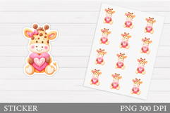 Yarn Giraffe Sticker Design. Valentines Giraffe Sticker Product Image 1