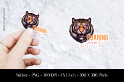 Roaring Blooms Tiger Sticker Design PNG Product Image 1