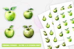 Green Apple Stickers PNG Product Image 1