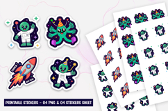 Cute Alien and Rocket Stickers for New Year Product Image 1