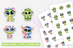 Cute Kawaii Baby Monster Stickers PNG Product Image 1