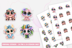 Cute Kawaii Baby Monster Stickers PNG Product Image 1