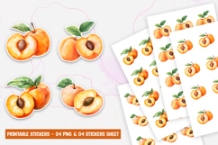 Peach Fruit Stickers PNG Product Image 1
