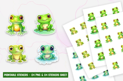 Cute Cartoon Frog Stickers PNG Product Image 1