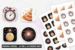 Party Celebration Stickers with Clock, Hat, Disco Ball Product Image 1