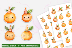 Cute Kawaii Orange with Cap Stickers PNG Product Image 1