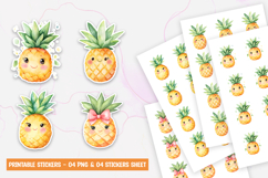 Cute Kawaii Pineapple Stickers PNG Product Image 1