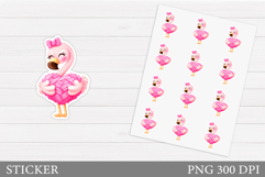Yarn Flamingo Sticker Design. Valentines Flamingo Sticker Product Image 1