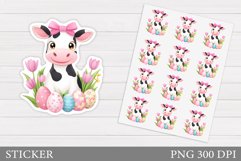 Easter Cow Sticker Design. Easter Sticker Printable Product Image 1