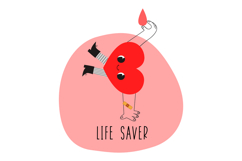 Blood Donation Heart Character Sticker Set - Kawaii Medical Product Image 5