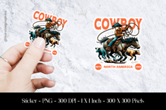 Cowboy Western Rodeo Vintage Style Sticker Design PNG Product Image 1