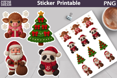 Christmas Animals Sticker | Christmas Knitted Sticker Product Image 1
