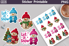 Christmas Animals Sticker | Snowman Knitted Sticker Product Image 1