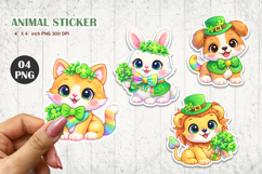 Lucky Rainbow Baby Animals St. Patrick’s Day Sticker Product Image 1