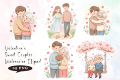 Valentine’s Sweet Couples Watercolor Clipart Product Image 1