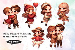 Cozy Couple Moments Chibi Clipart Product Image 1
