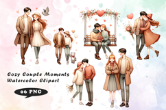 Cozy Couple Moments Watercolor Clipart Product Image 1