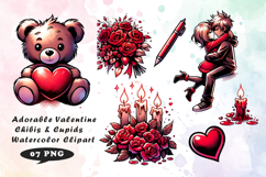 Adorable Valentine Chibis &amp; Cupids Watercolor Clipart Product Image 1