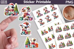 Christmas Cow Sticker | Christmas Sticker Printable Product Image 1