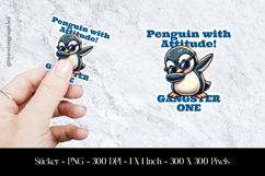 Penguin With Attitude Gangster One Sticker Design PNG Product Image 1