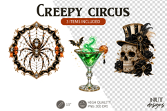 Creepy Circus Carnival Halloween clipart Skull Spider web Product Image 1
