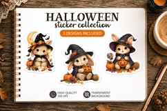 Cute Halloween Stickers Baby Bunny witch Product Image 1