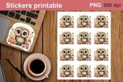 Sticker cute spring owl Sticker| Printable Sticker Sheet Product Image 1