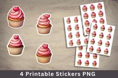 valentine sticker printable - cupcake stickers Product Image 1