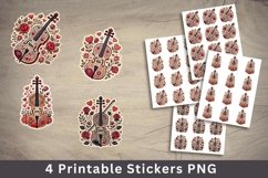 valentine sticker printable - violin stickers Product Image 1