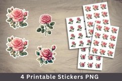 valentine sticker printable - pink roses stickers Product Image 1