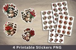 valentine sticker printable - fox roses stickers Product Image 1