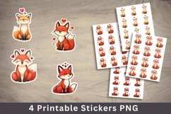 valentine sticker printable - fox stickers Product Image 1