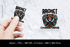 Racket Champions Tiger Sticker Design PNG Product Image 1