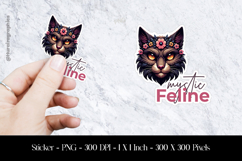 Mysic Feline Sticker Design PNG Product Image 1