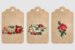 Sticker floral design Vintage paper tags scrapbooking crafting junk journal