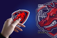 Red Rhino Head Mascot Shield Logo Product Image 4