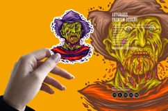 Creepy zombie freddy face bloody melting logo cartoon SVG Product Image 4