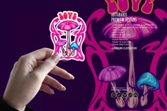 Magical mushroom family with psychedelic nouveau frame Product Image 3