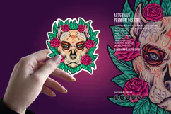Mexican Floral Dog Skull with Roses and Leaf Ornaments Product Image 4